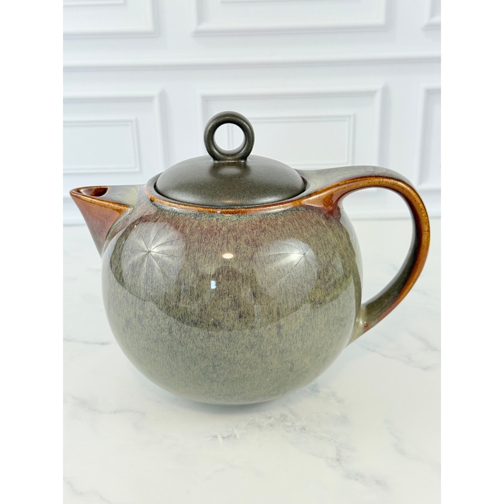 VTG Danesco Brown Blue Stoneware Speckled Glazed Teapot with Lid